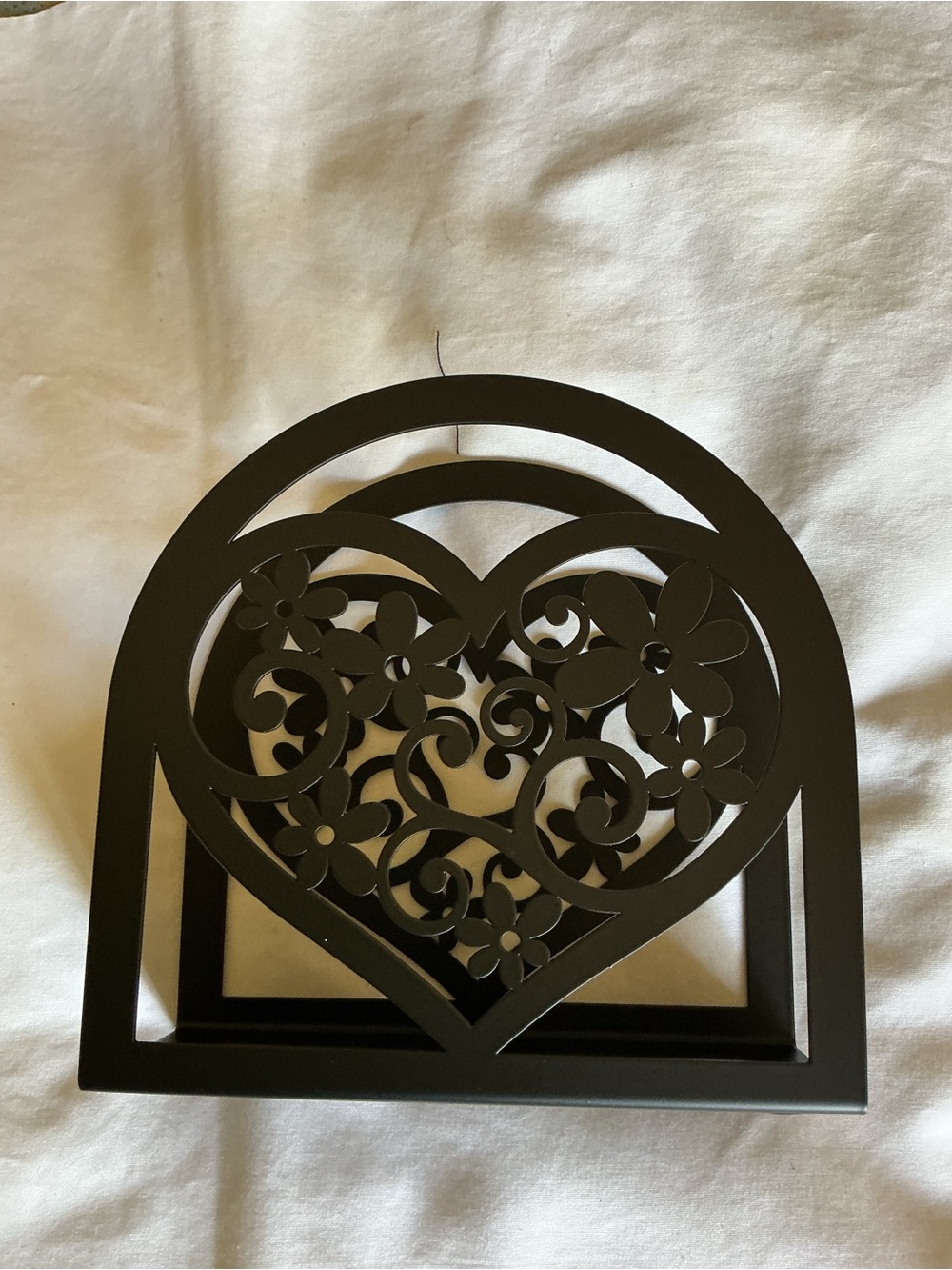 Heart Metal Napkin Holder in Black